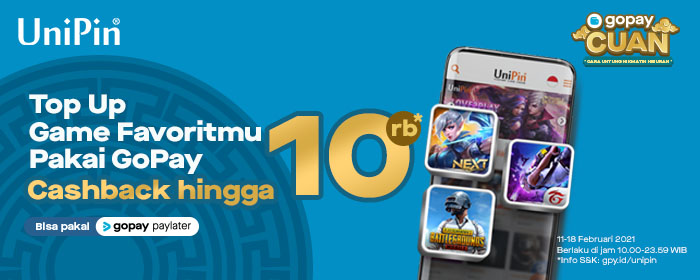 Rayakan #GoPayCuan bareng UniPin dan dapatkan Cashback Hingga Rp 10Ribu!